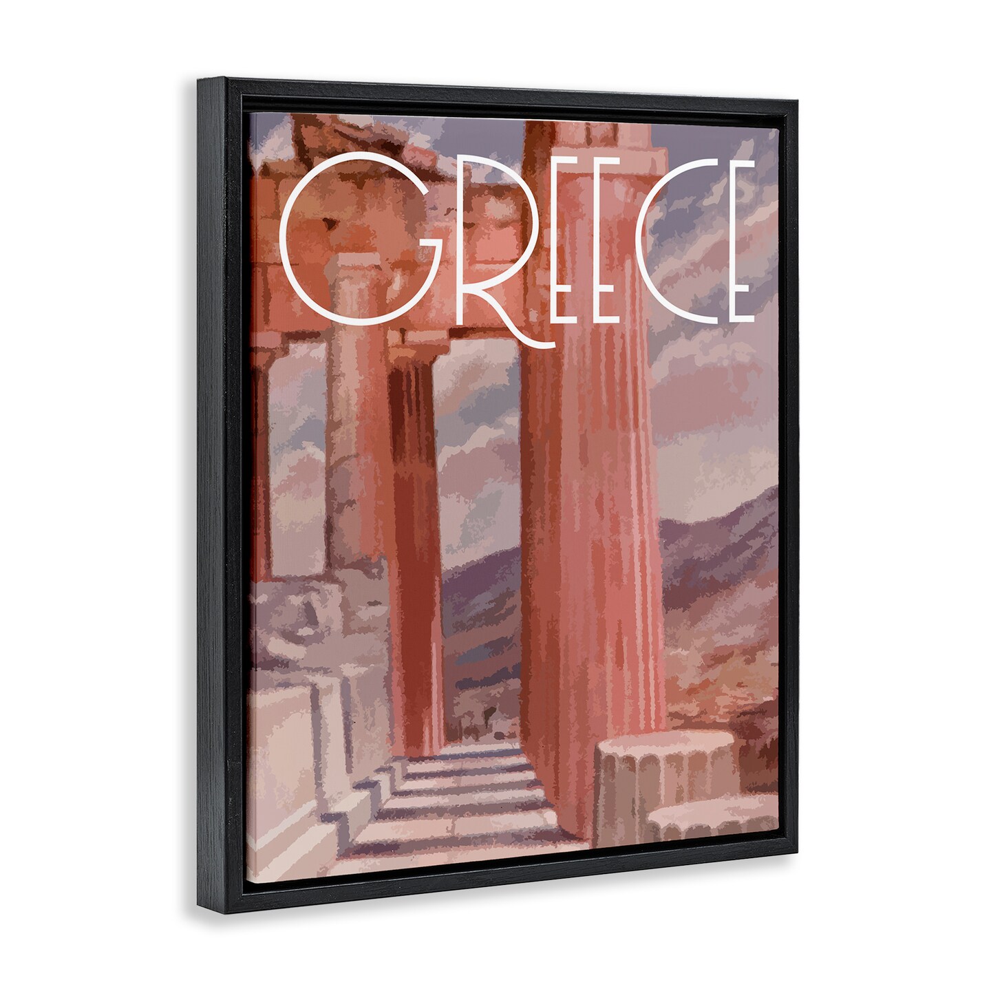 Stupell Industries Greece City Landmarks Framed Floater Canvas Wall Art Design by Daphne Polselli