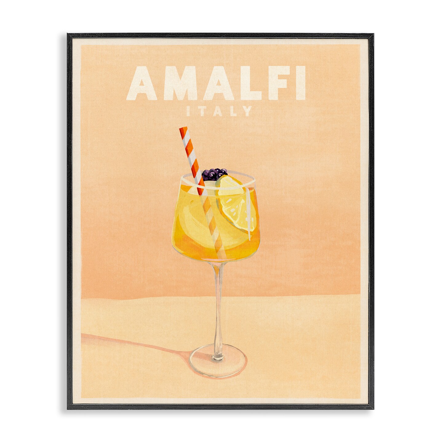 Stupell Industries Amalfi Italy with Cocktail Framed Giclee Wall Art Design by The Whiskey Ginger