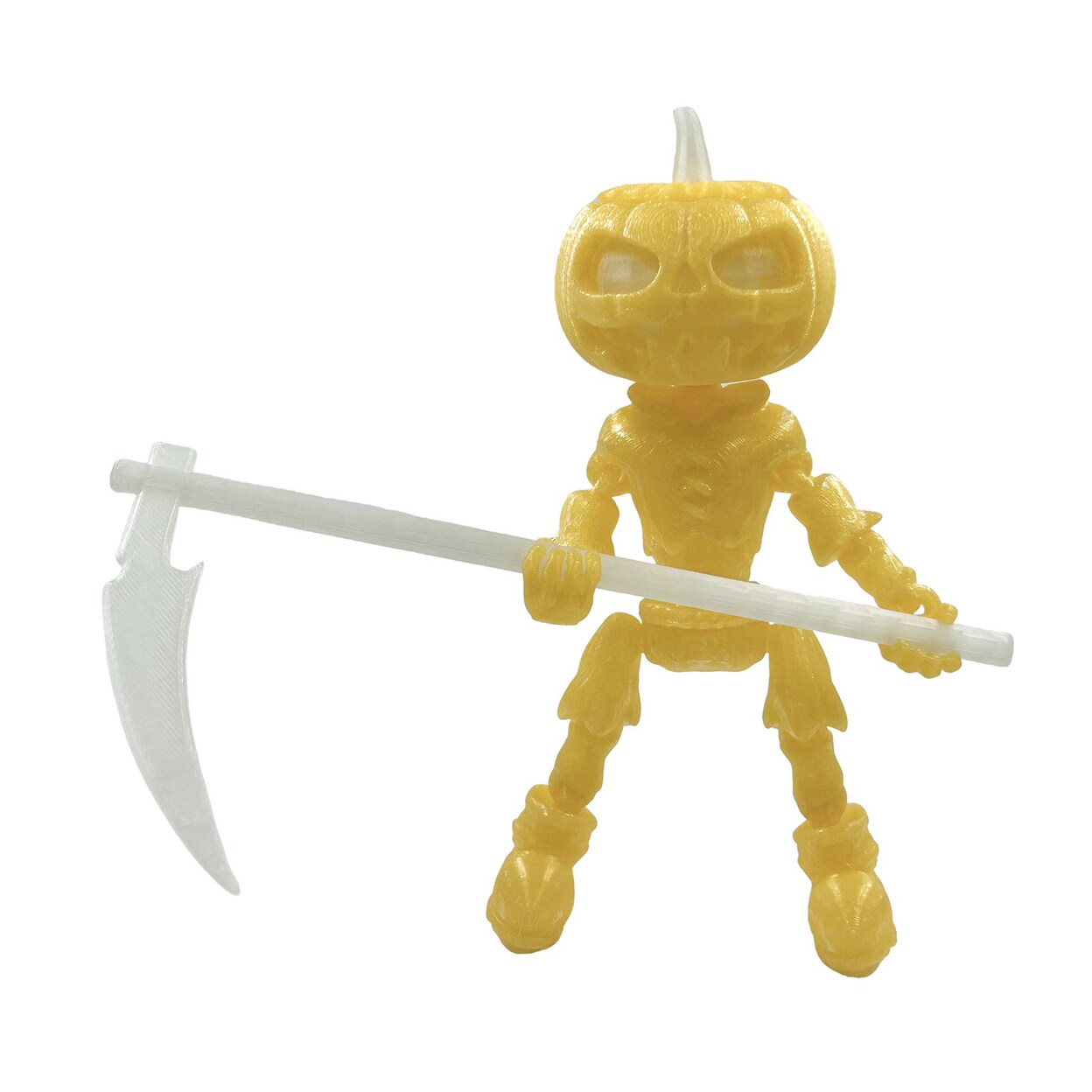 3D Printed Pumpkin Men Statue Articulated Pumpkin Head Figure With Scythe Halloween Fidget Toy Posable Flexible Desk
