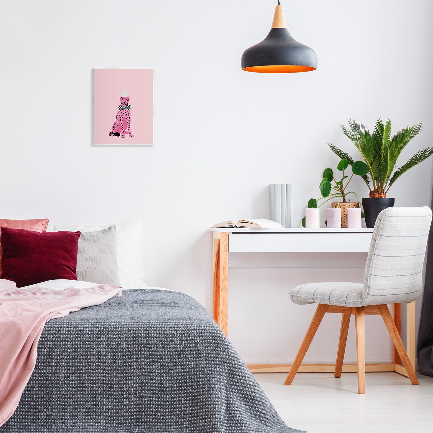 Stupell Industries Pink Cheetah King Wall Plaque Art Design by Elizabeth Medley