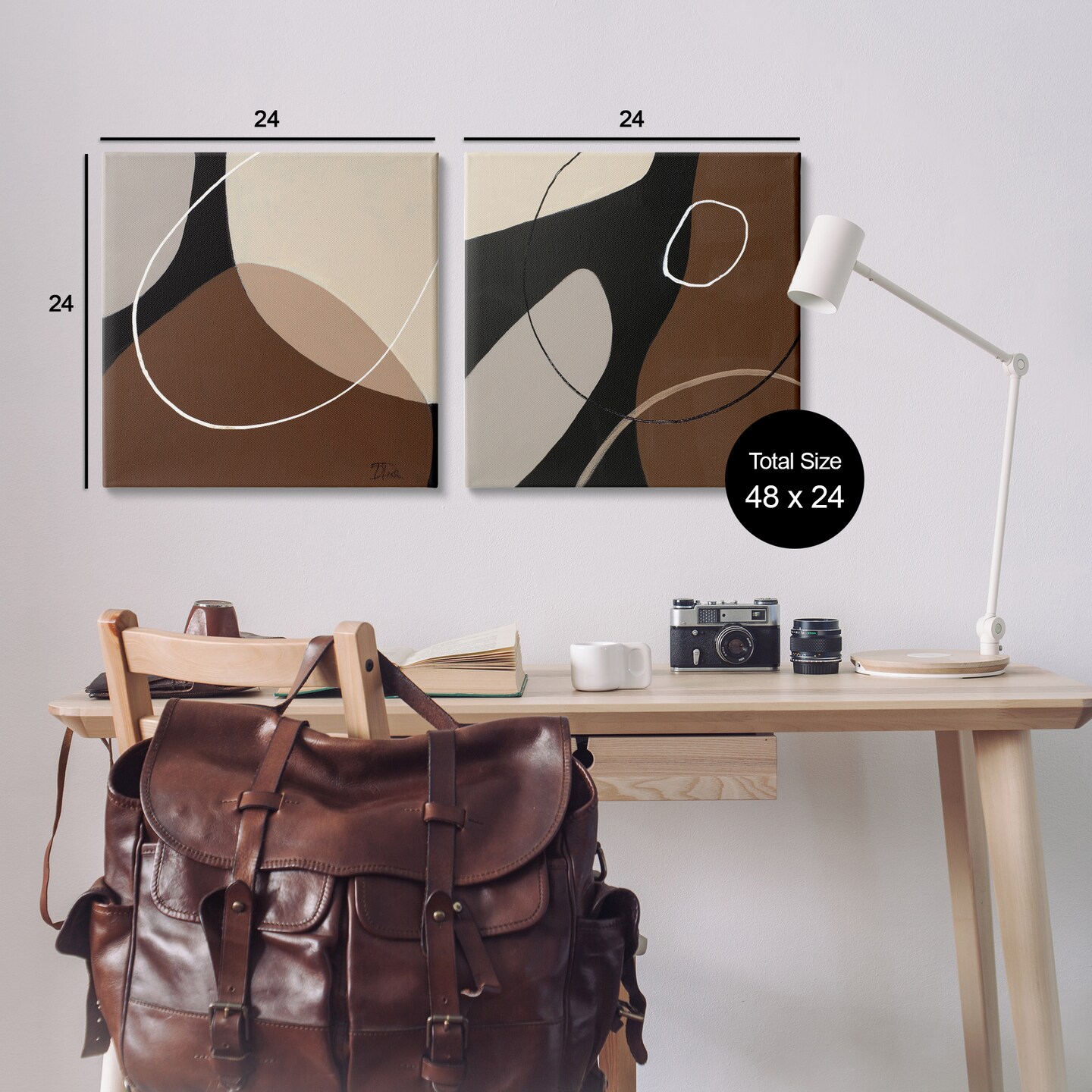 Stupell Industries Classic Abstract Neutral Shape 2 pc Canvas Wall Art Set Design by Patricia Pinto