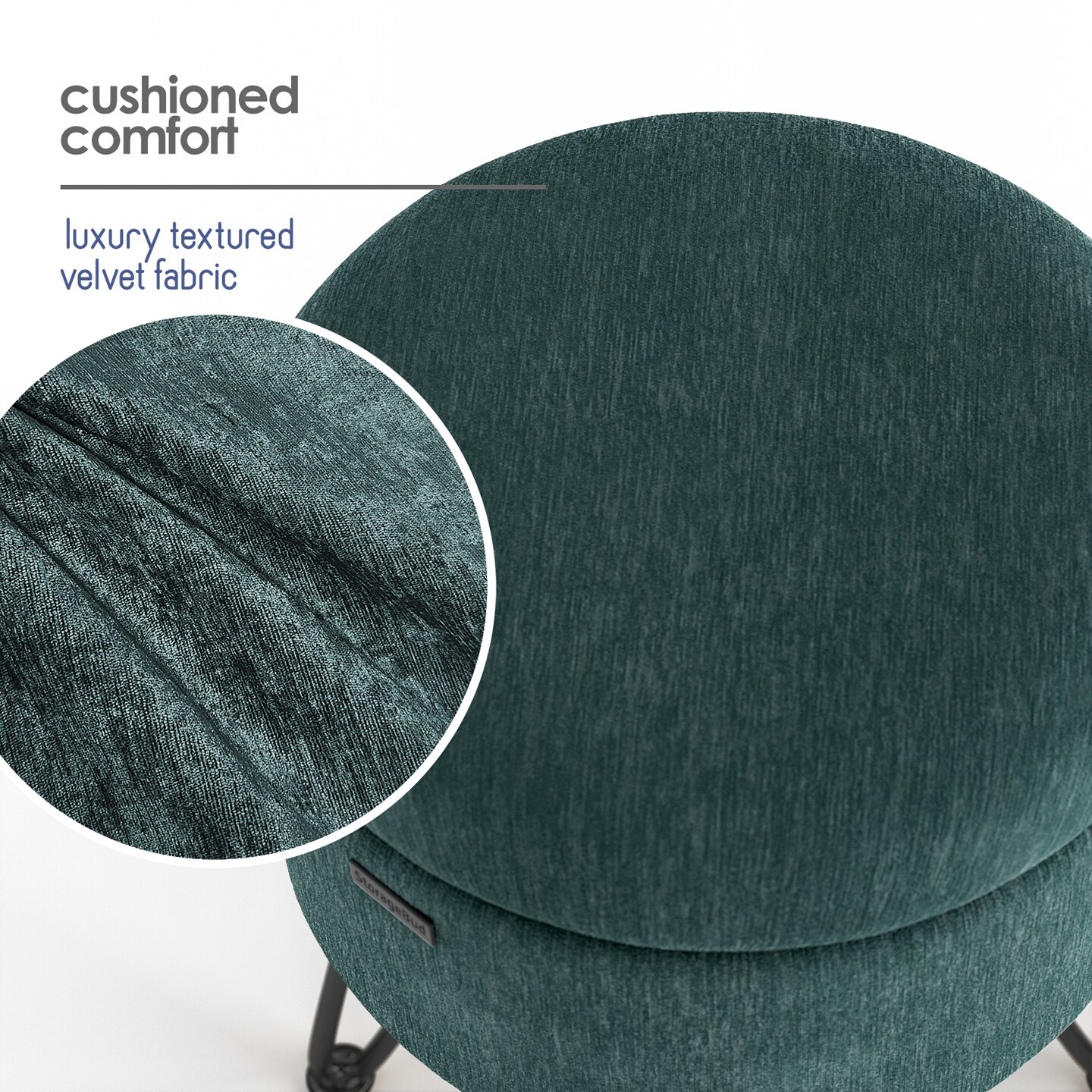 StorageBud Textured Velvet Storage Ottoman with Storage
