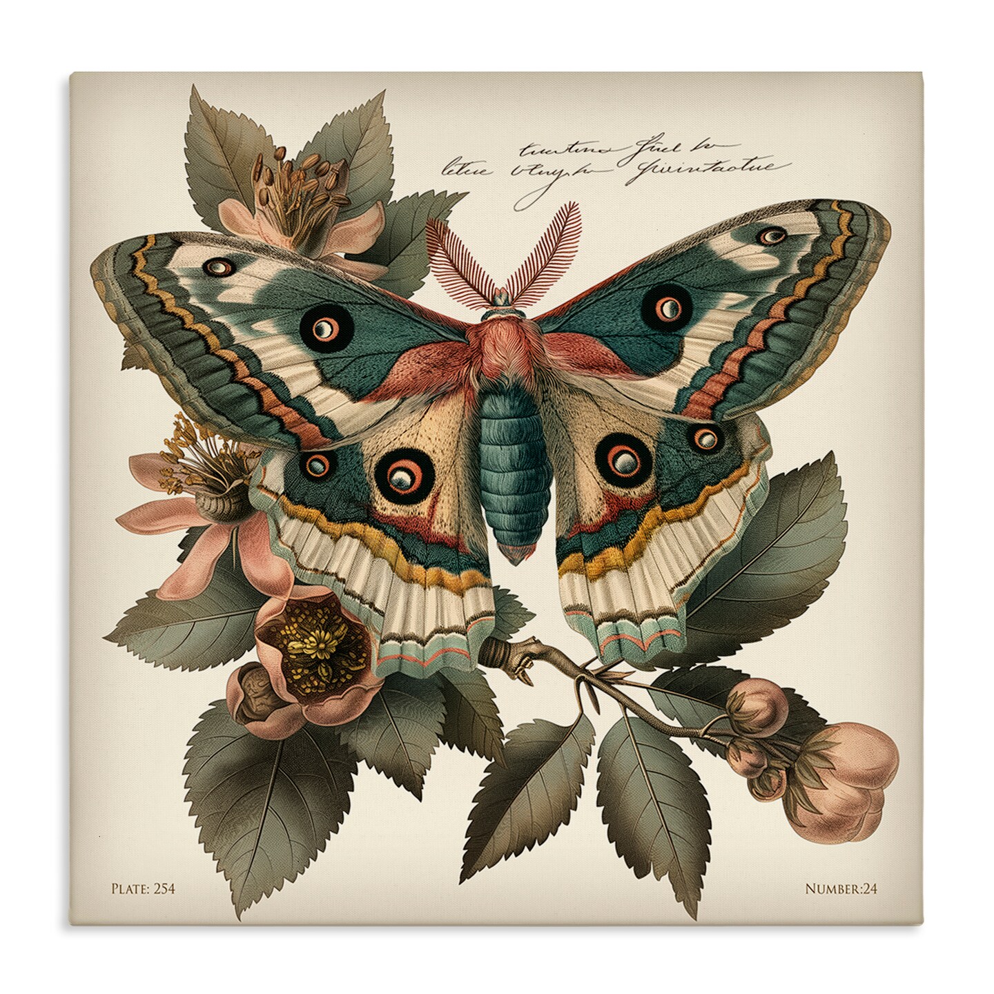 Stupell Industries Green Patterned Moth Canvas Wall Art Design by Steve Huntziker