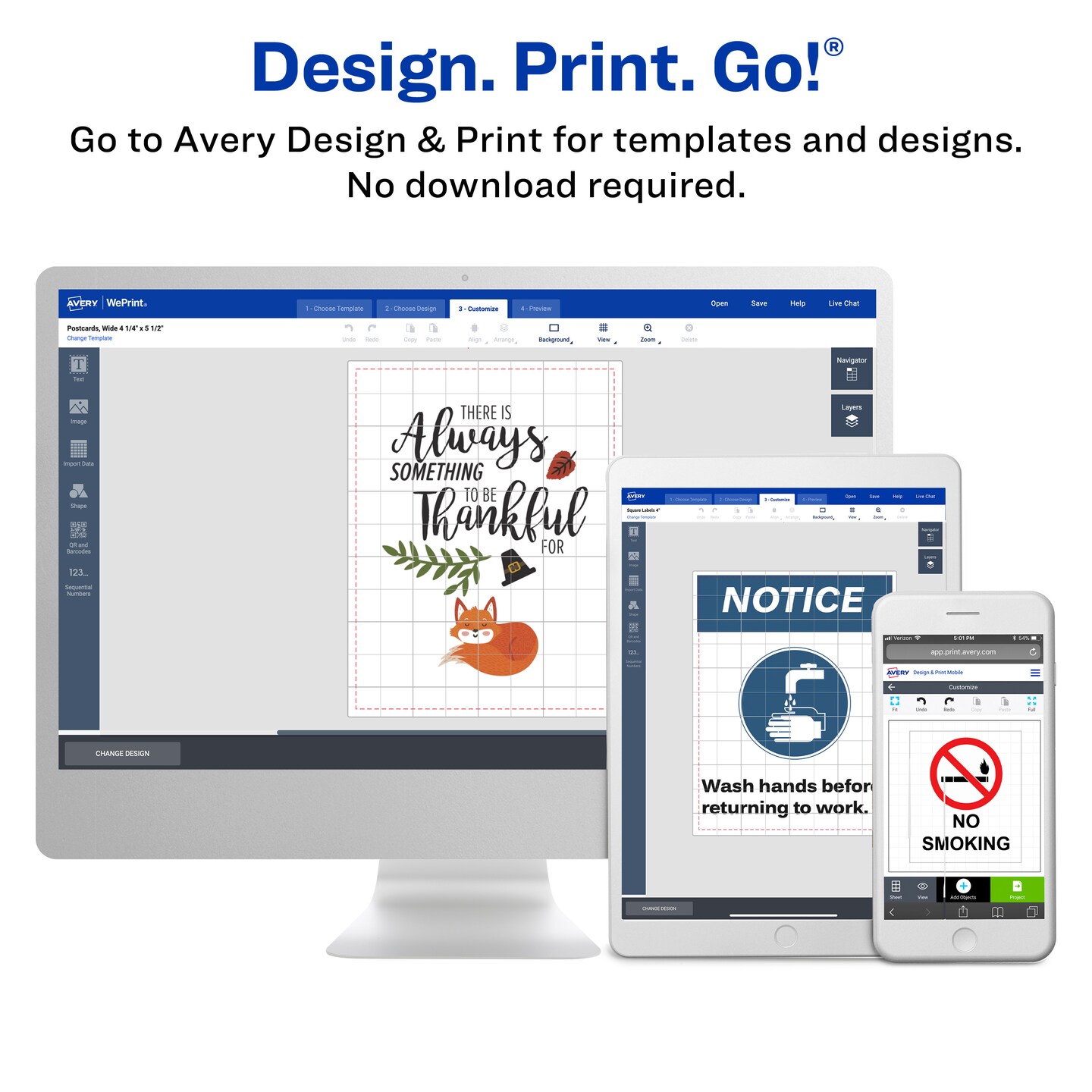 Avery Full-Sheet Printable Shipping Labels, 8.5" x 11" Customizable Stickers, White, 25 Blank Mailing Labels, Great for Mailing, Shipping, Organizing, and More (5265)