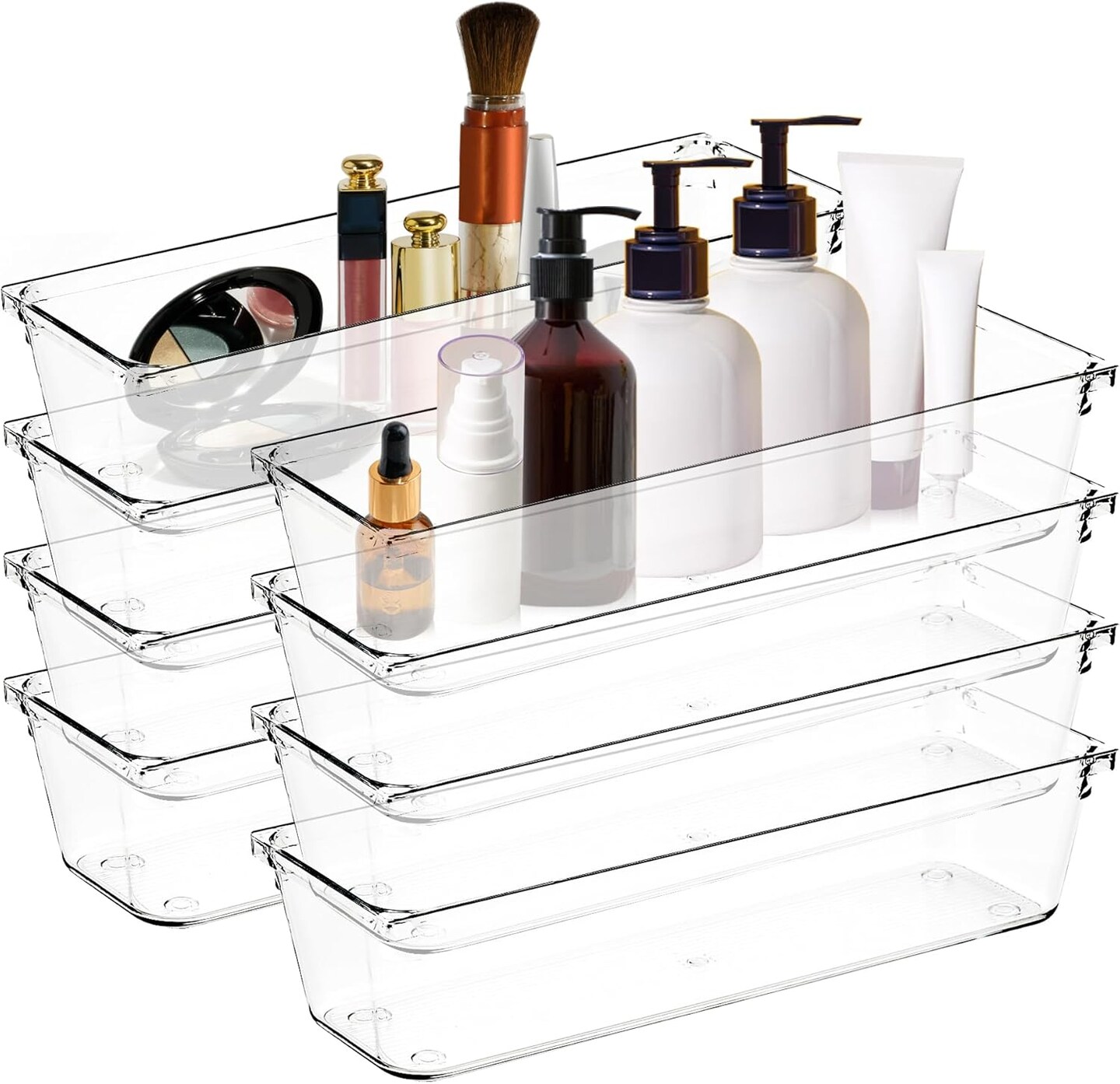 Drawer Organizer - 3&#x22; X 9&#x22; Clear Acrylic Storage Bins with Non-Slip Pads, Versatile Desk Tray for Makeup, Jewelry, Kitchen, Bathroom, and Office Organization