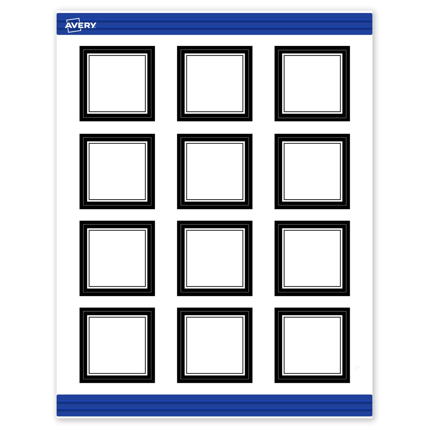 Avery Printable Square Cards, Double Black Border, 2&#x22; x 2&#x22;, Matte White Square Cards, Laser/Inkjet, 120ct, Great for Business Cards