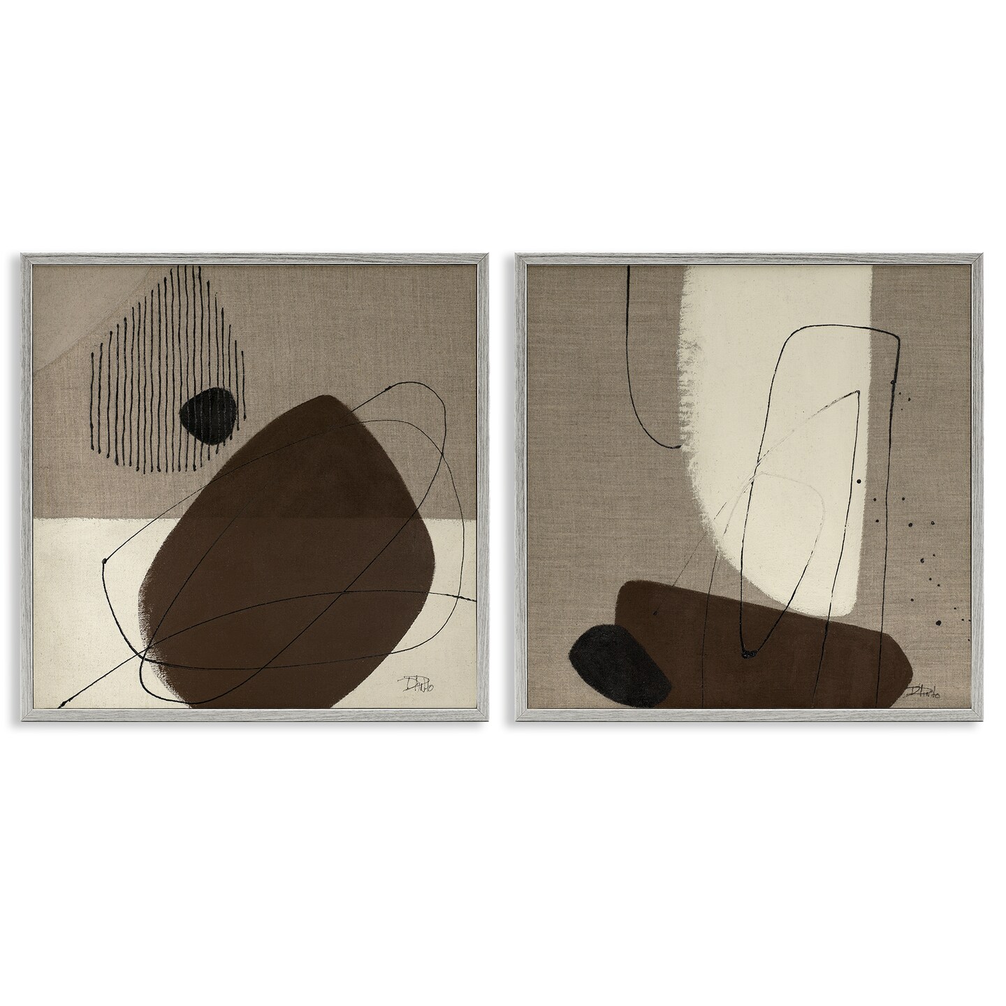 Stupell Industries Brown Hidden Lines 2 pc Framed Giclee Wall Art Set Design by Patricia Pinto