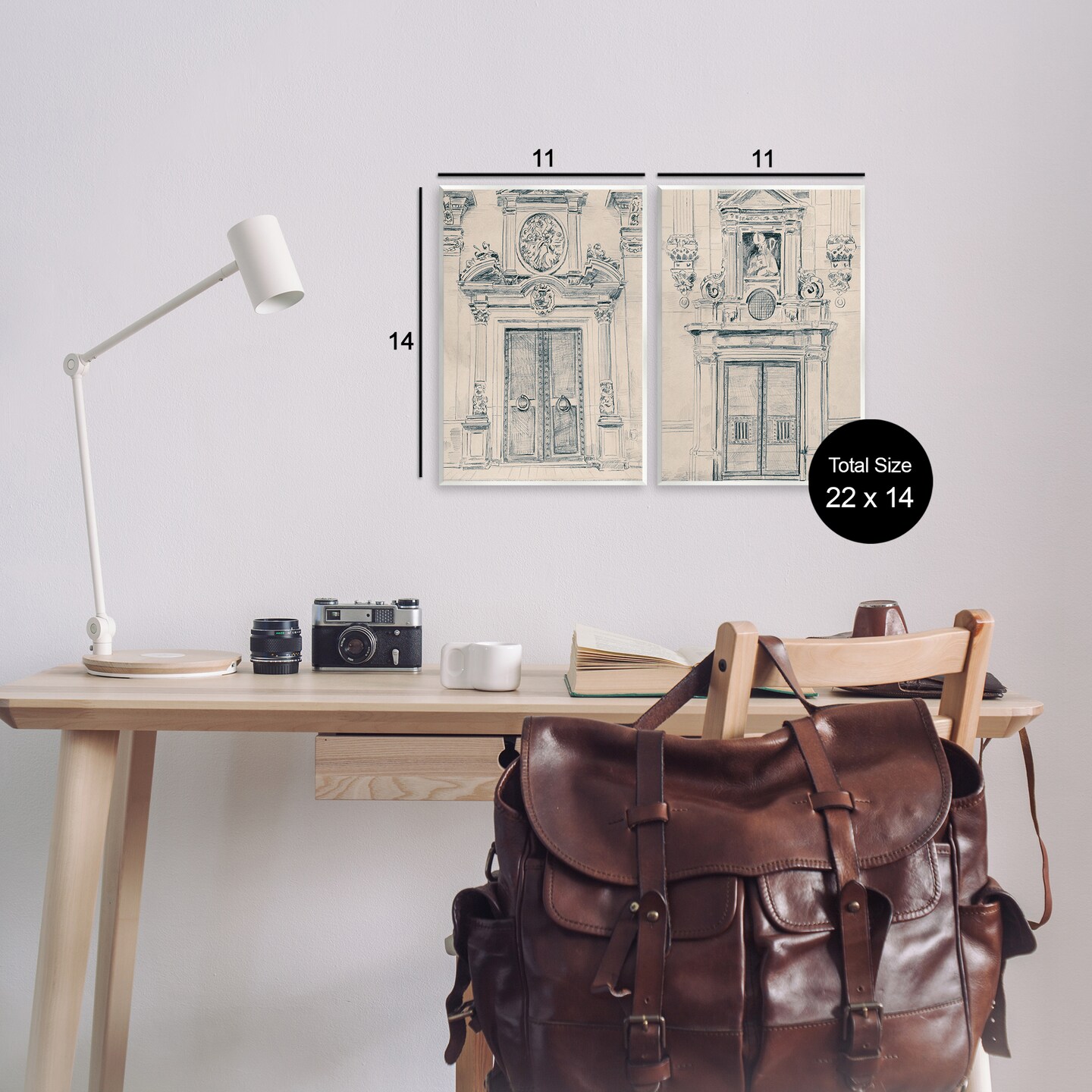 Stupell Industries Pencil Sketch Ornate Door 2 pc Wall Plaque Art Set Design by June Erica Vess