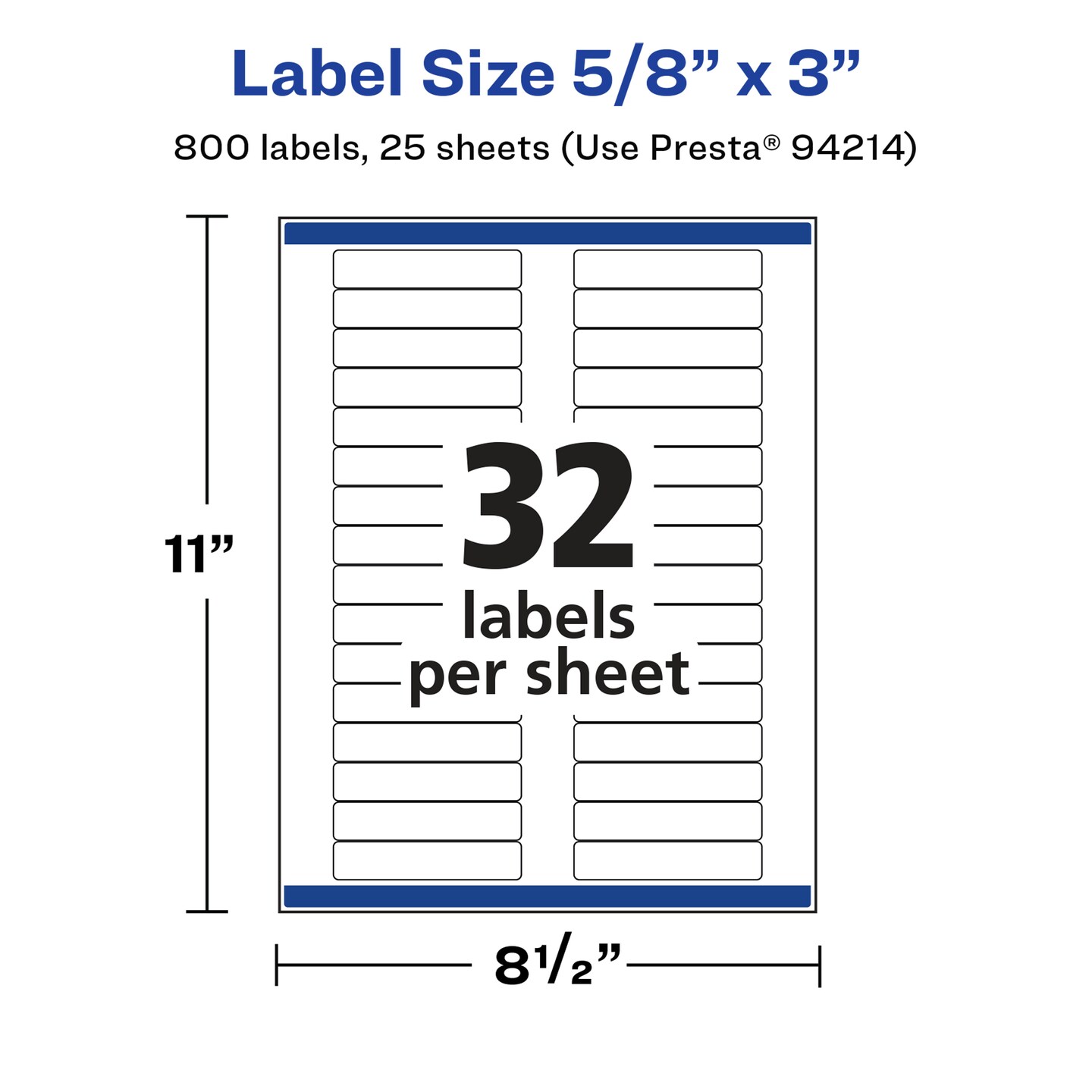Avery Glossy White Rectangle Labels with Sure Feed, 5/8&#x22; x 3&#x22;
