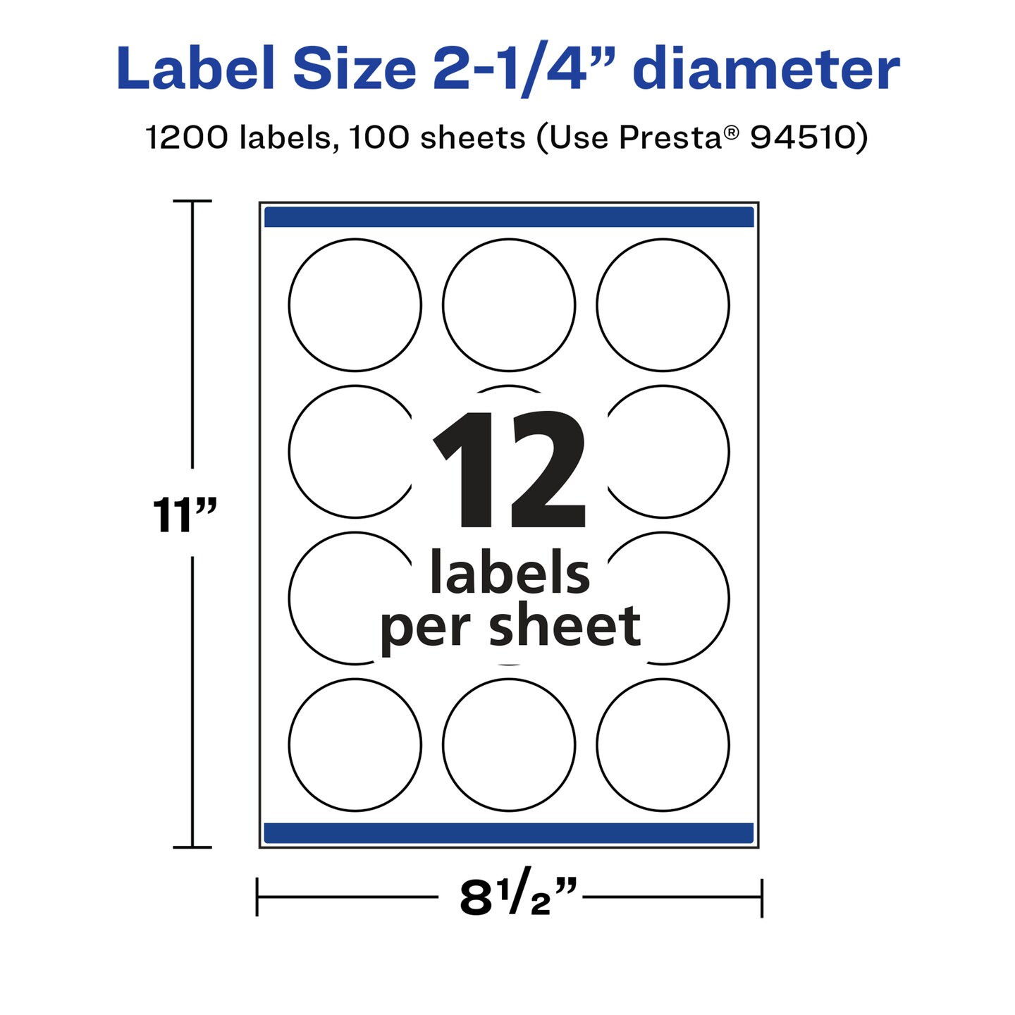 Avery Glossy White Round Labels with Sure Feed, 2.25&#x22; Diameter