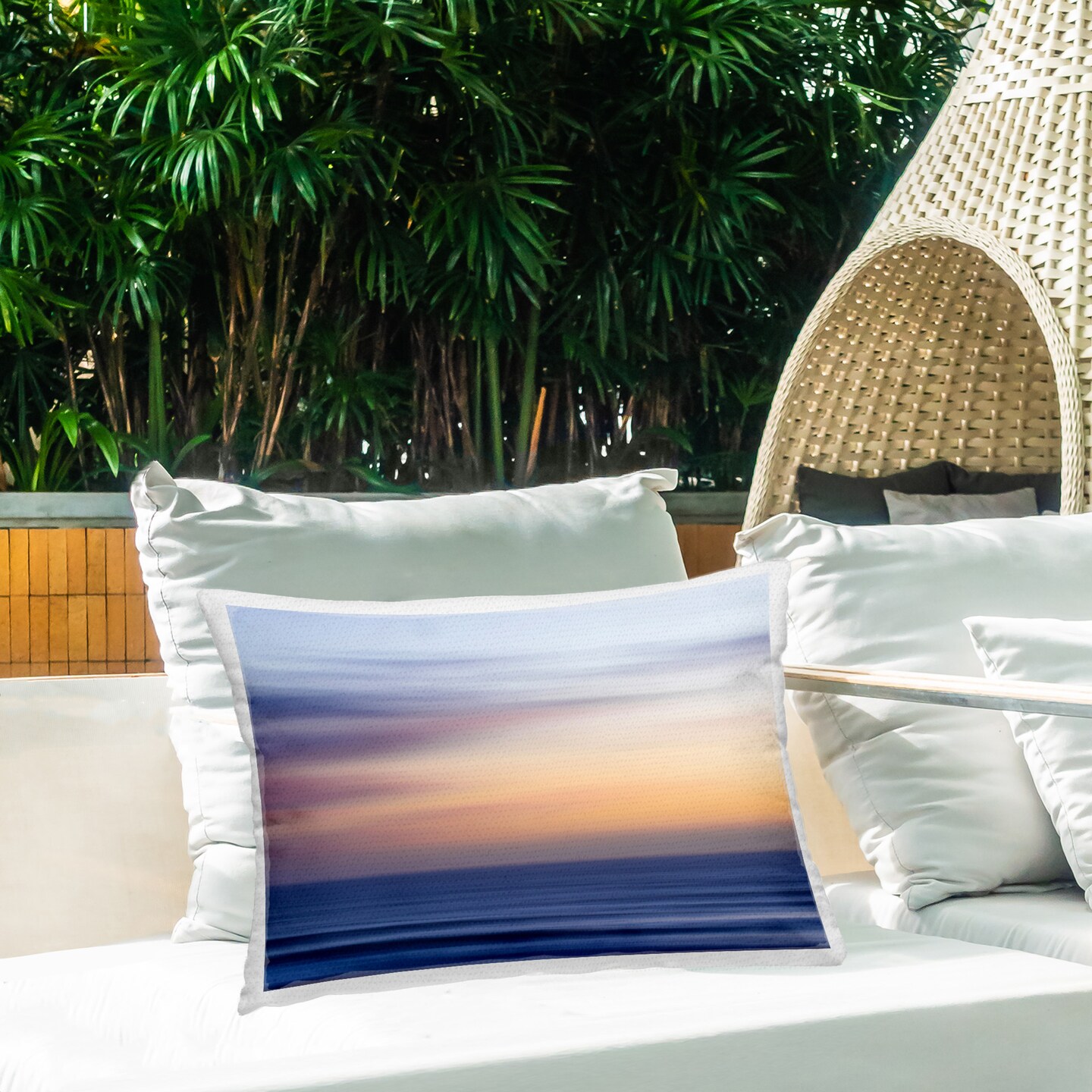 Seascape at Sunrise Design by Paul Martin Outdoor Printed Pillow 