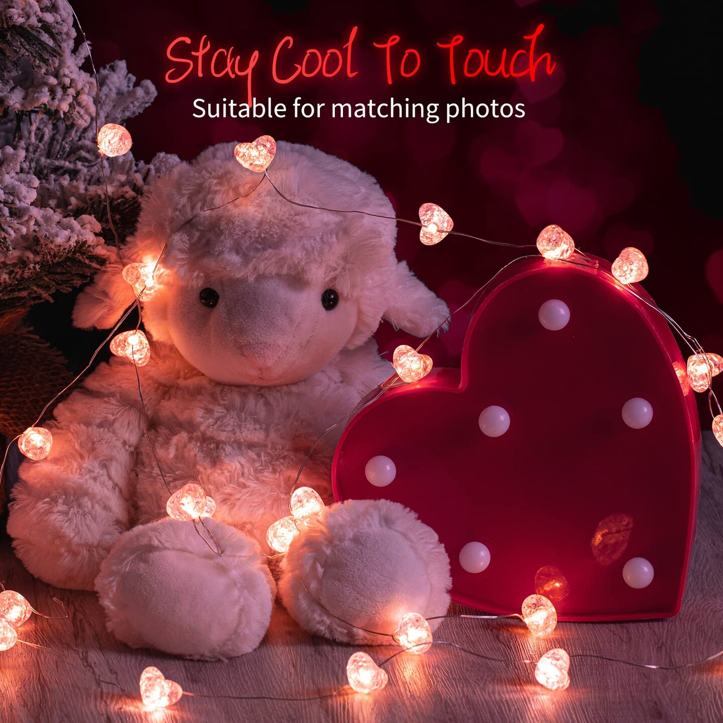Valentine&#x2019;s Day Fairy String Lights - 10.5 ft 30 LED Pink Heart Battery Operated Fairy Lights with Timer and Remote, Twinkle Heart Lights for Wedding DIY Indoor Christmas Gift Valentine&#x27;s Day
