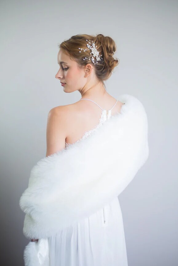 Bridal Ivory White Fur Shawl (Lilian Wht01) | MakerPlace by Michaels