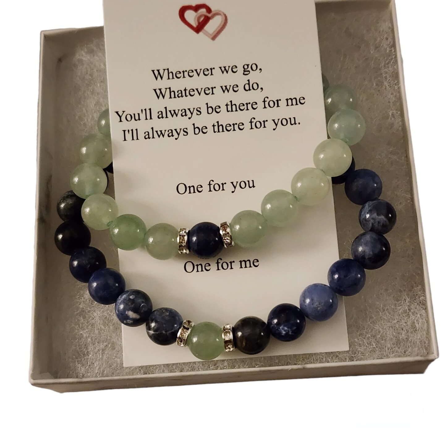 Magnetic Couples Bracelet Set, Blue Sodalite And Green Aventurine