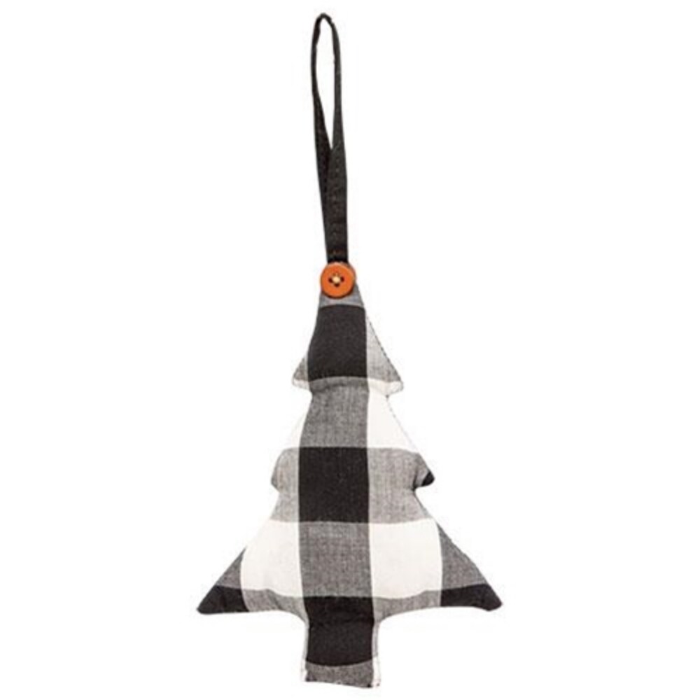 Black &#x26; White Buffalo Check Pattern Tree Ornament