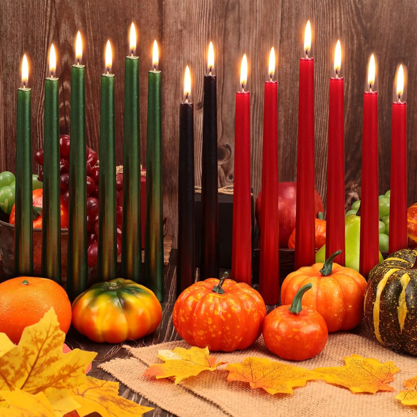 14 Pcs Kwanzaa Candle Kinara Set Mishumaa Saba Red Black Taper Candles Candlestick Wreath Christmas Tall Advent