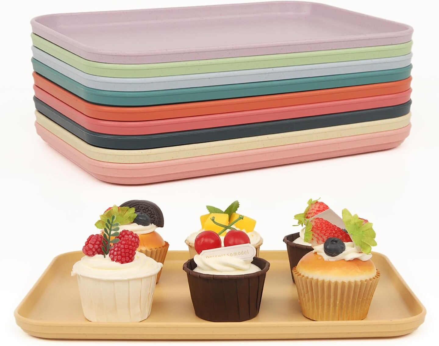 Plastic Art Trays,10-Pack Large Plastic Art Trays,Stackable Activity Tray Crafts Organizer Tray Serving Tray Jewelry Tray for DIY Projects, Painting, Beads, Organizing Supply (12.2 x 8.9 Inches)