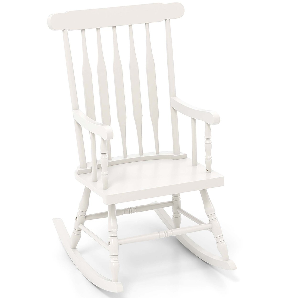Wooden Rocking Chair Single Rocker Indoor Garden Patio Yard White