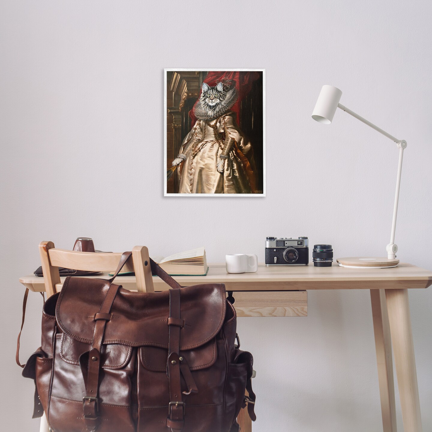 Stupell Industries Renaissance Cat Portrait Framed Giclee Wall Art Design by Carolee Vitaletti