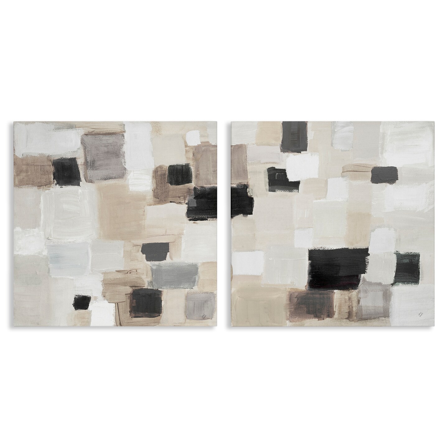 Stupell Industries Neutral Patchwork Squares 2 pc Canvas Wall Art Set Design by Lanie Loreth