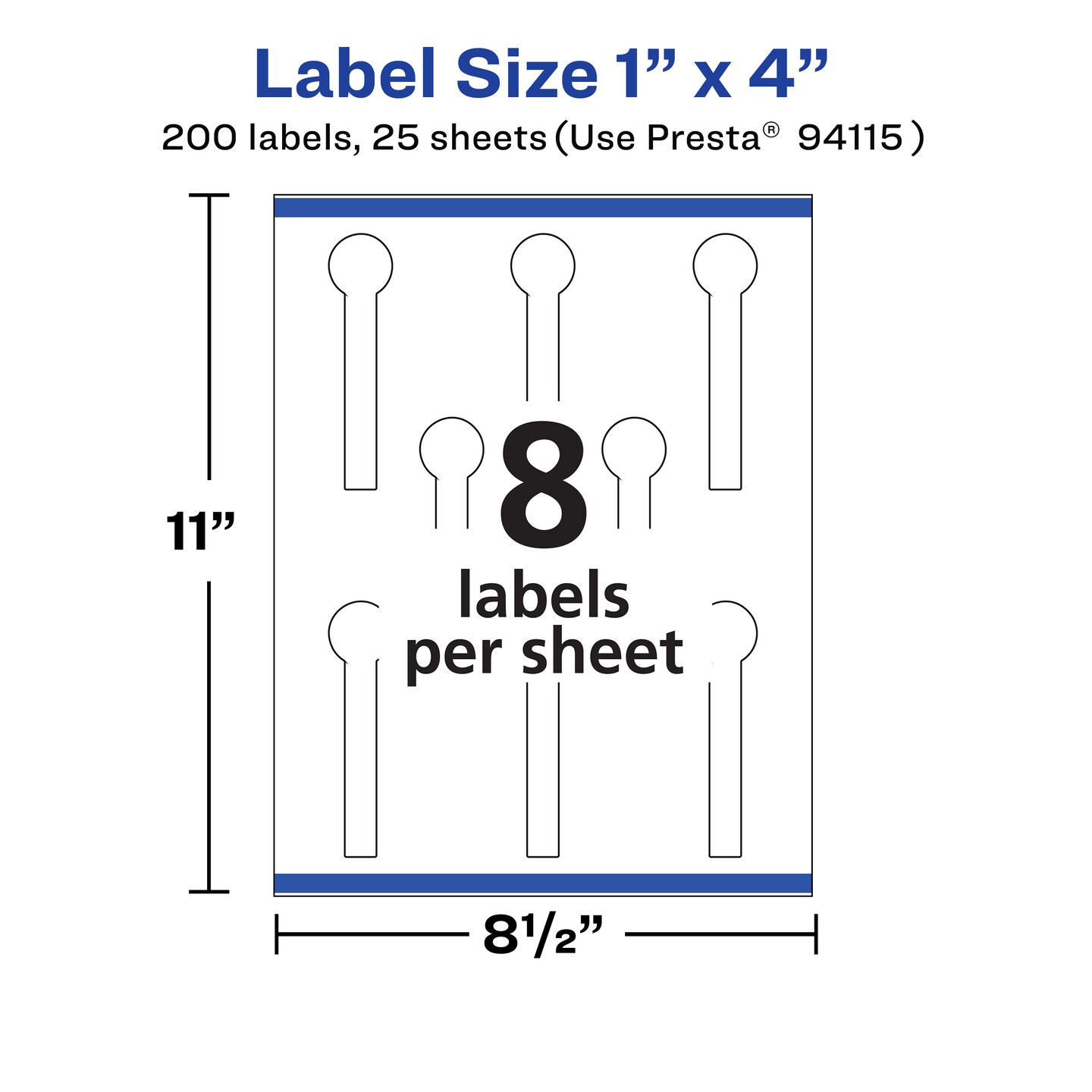 Avery Matte White Lollipop Labels with Sure Feed, 1&#x22; x 4&#x22;