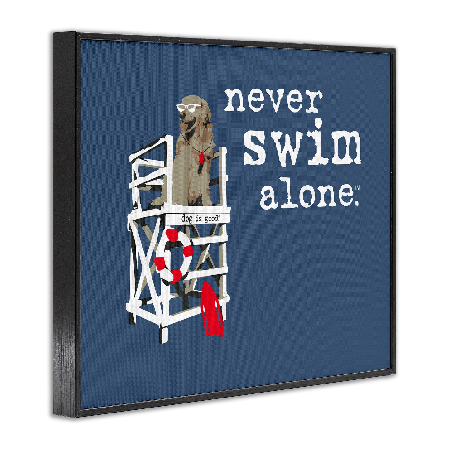 Stupell Industries Never Swim Alone Dog Framed Giclee Wall Art Design by Dog Is Good
