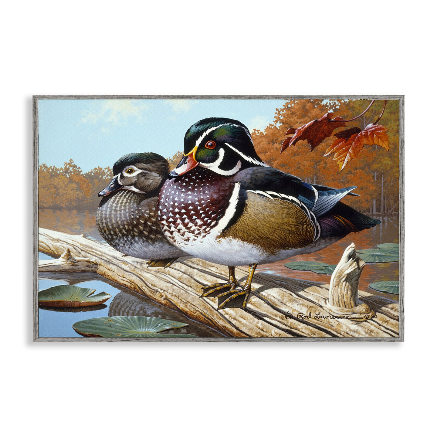 Stupell Industries Duck Pair on Driftwood Framed Giclee Wall Art