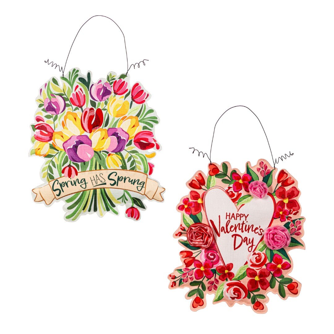 Valentine and Spring Door Decoration Reversible