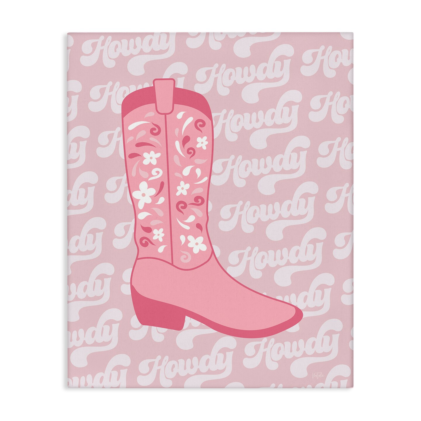 Stupell Industries Pastel Cowgirl Boot Howdy Canvas Wall Art