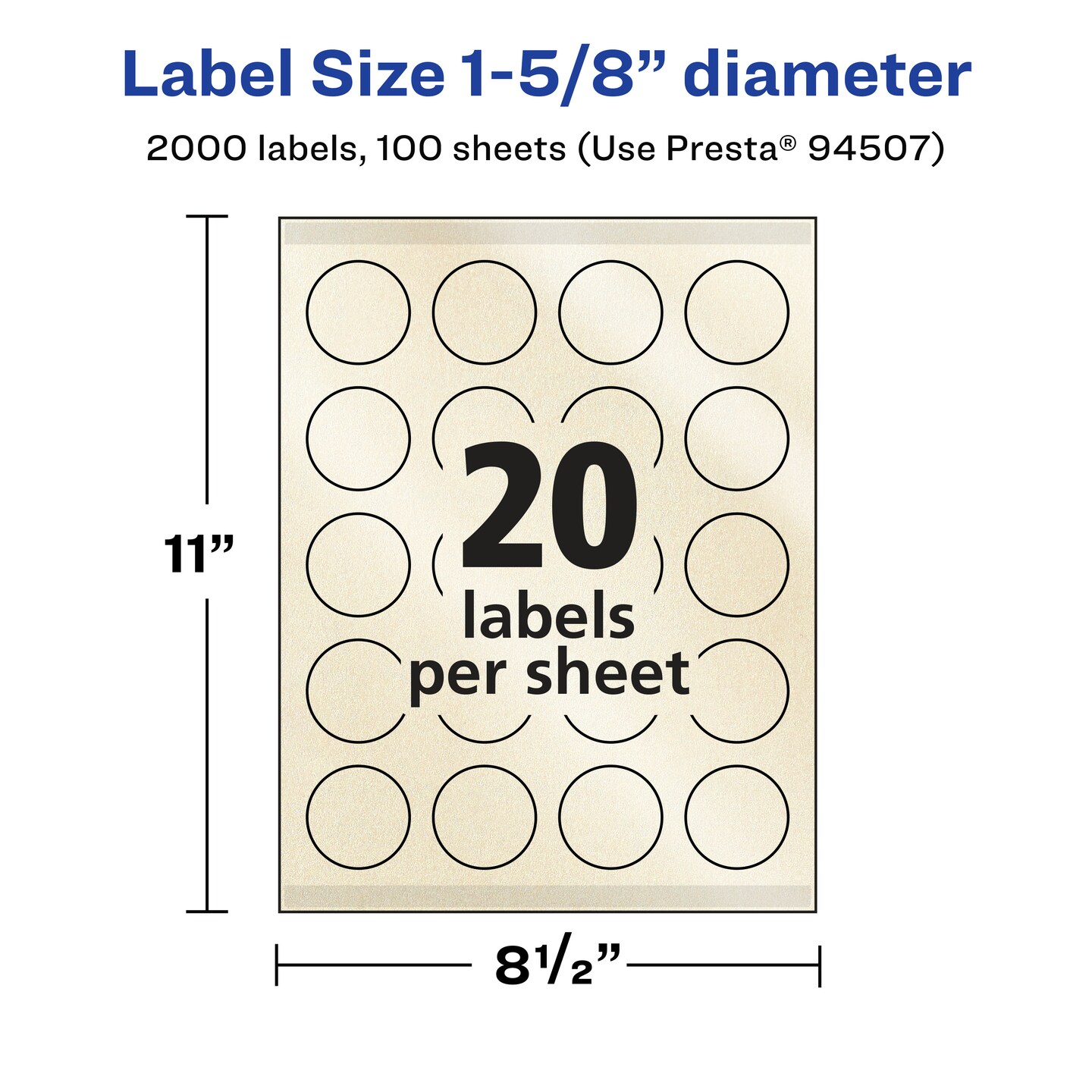 Avery Pearlized Ivory Round Labels with Sure Feed Technology, Print-to-the-Edge, 1-5/8&#x22; diameter