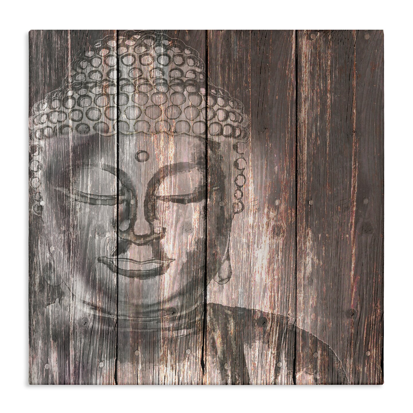 Stupell Industries Rustic Buddha Face Canvas Wall Art Design by Conrad Knutsen