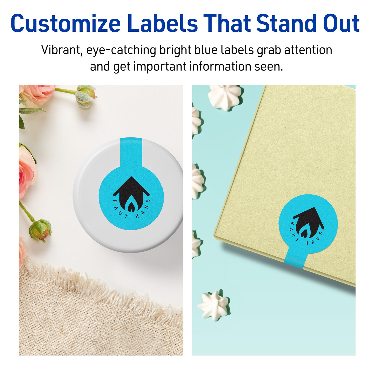 Avery Bright Blue Paper Labels, 1.5&#x22; x 4&#x22; Lollipop