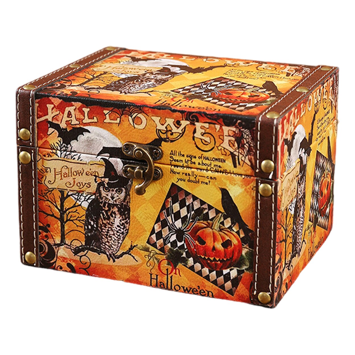 Halloween Wooden Box Treat-Or-Trick Party Snack Organizer Skull Witch Candy Holder Gift Storage Box For Holiday Home