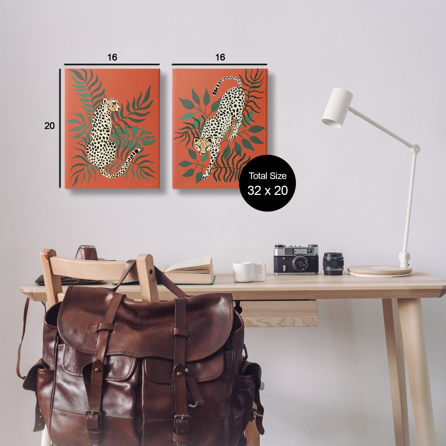 Stupell Industries Sitting Cheetah Prowling Jungle 2 pc Canvas Wall Art Set Design by Yvette St. Amant