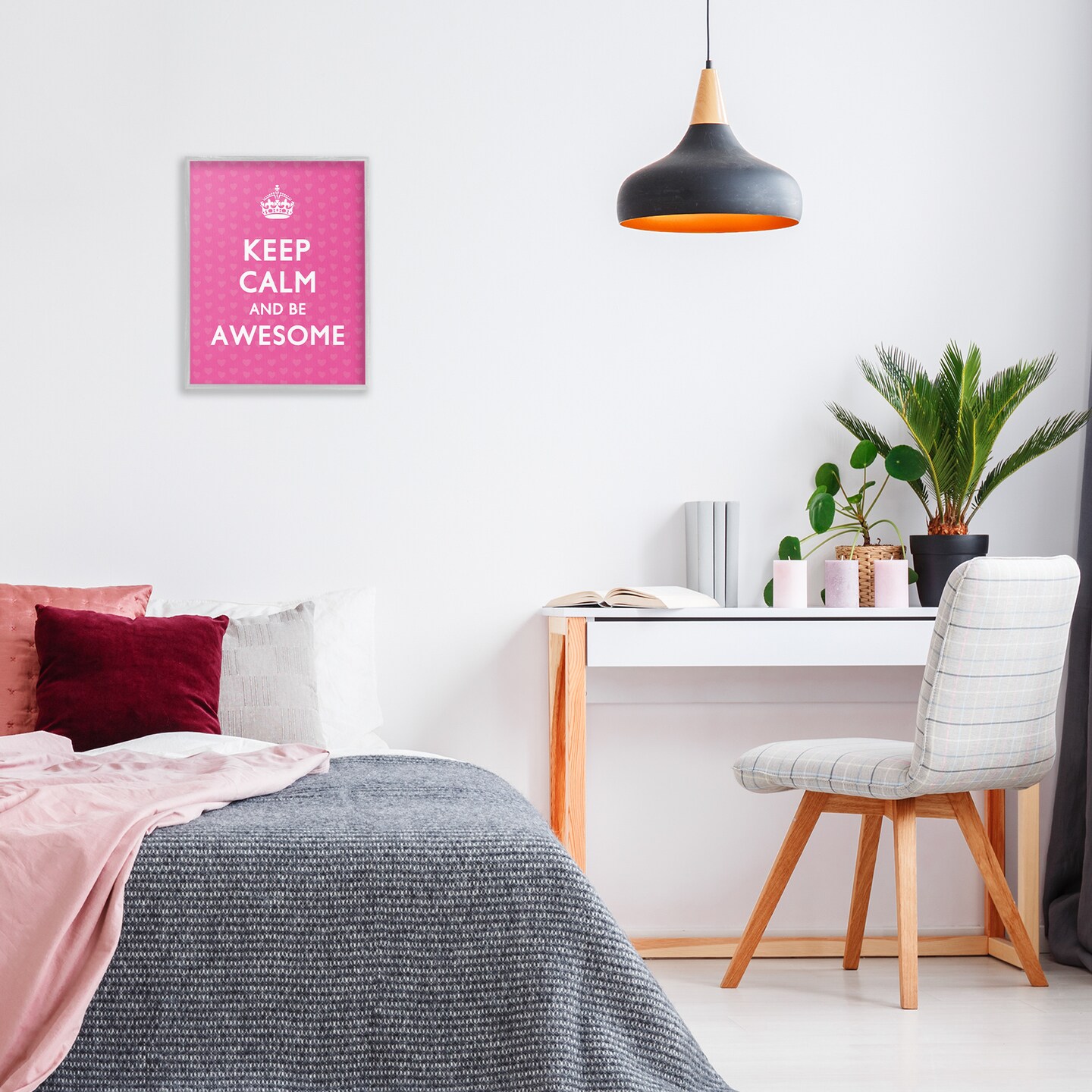 Stupell Industries Keep Calm Be Awesome Framed Giclee Wall Art Design by Nataly White