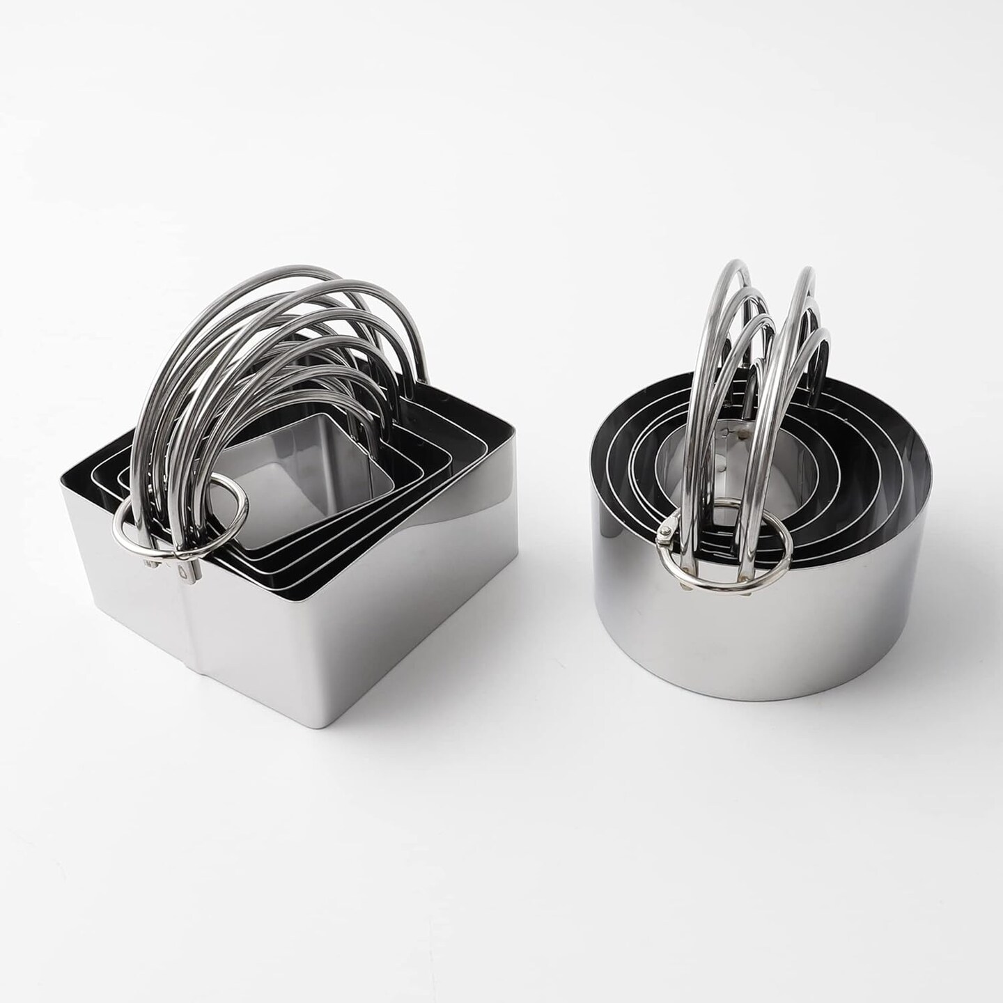 Cookie Cutter Set 10 Stainless Steel Round &#x26; Square Cutters with Handles