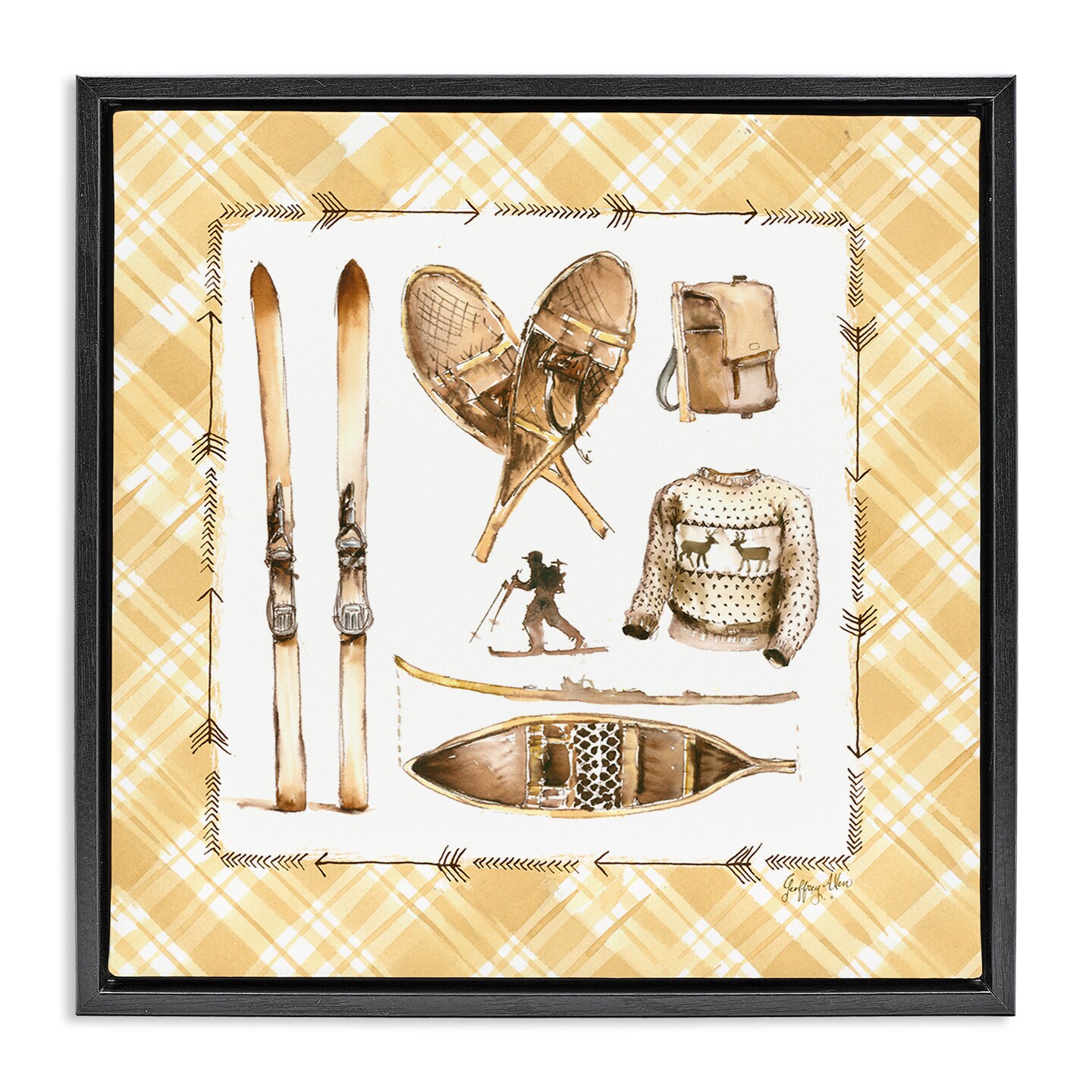 Stupell Industries Cozy Winter Sports Framed Floater Canvas Wall Art Design by Geoff Allen