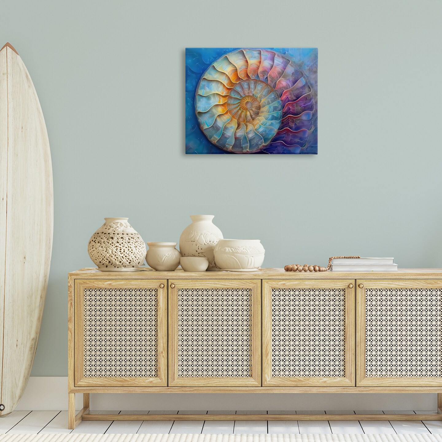 Stupell Industries Maritime Nautilus Spiral Canvas Wall Art Design by Lena Owens