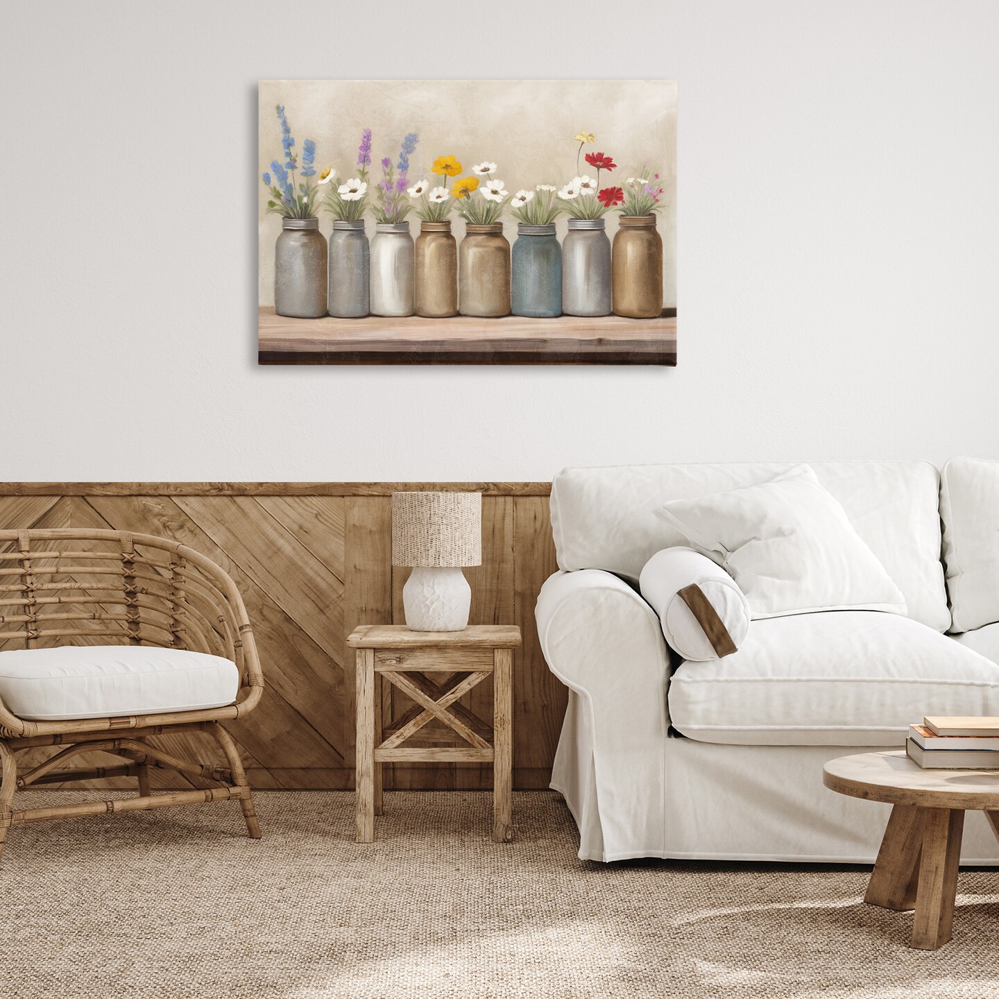 Stupell Industries Jars with Wildflowers Canvas Wall Art Design by Kim Allen