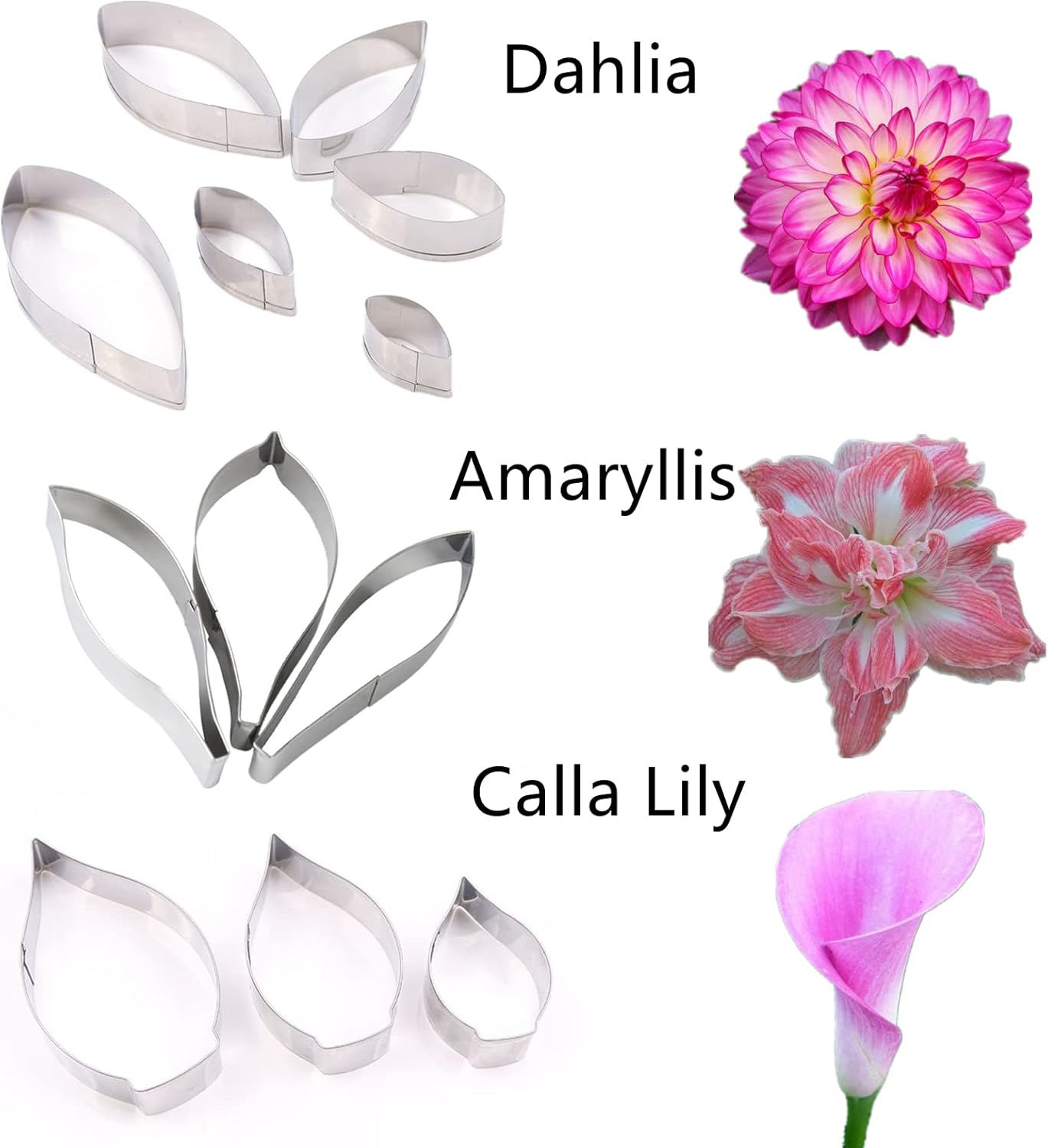 42Pcs Stainless Steel Gum Paste Flower Cutter Set Fondant Flower Cutter Gumpaste Flower