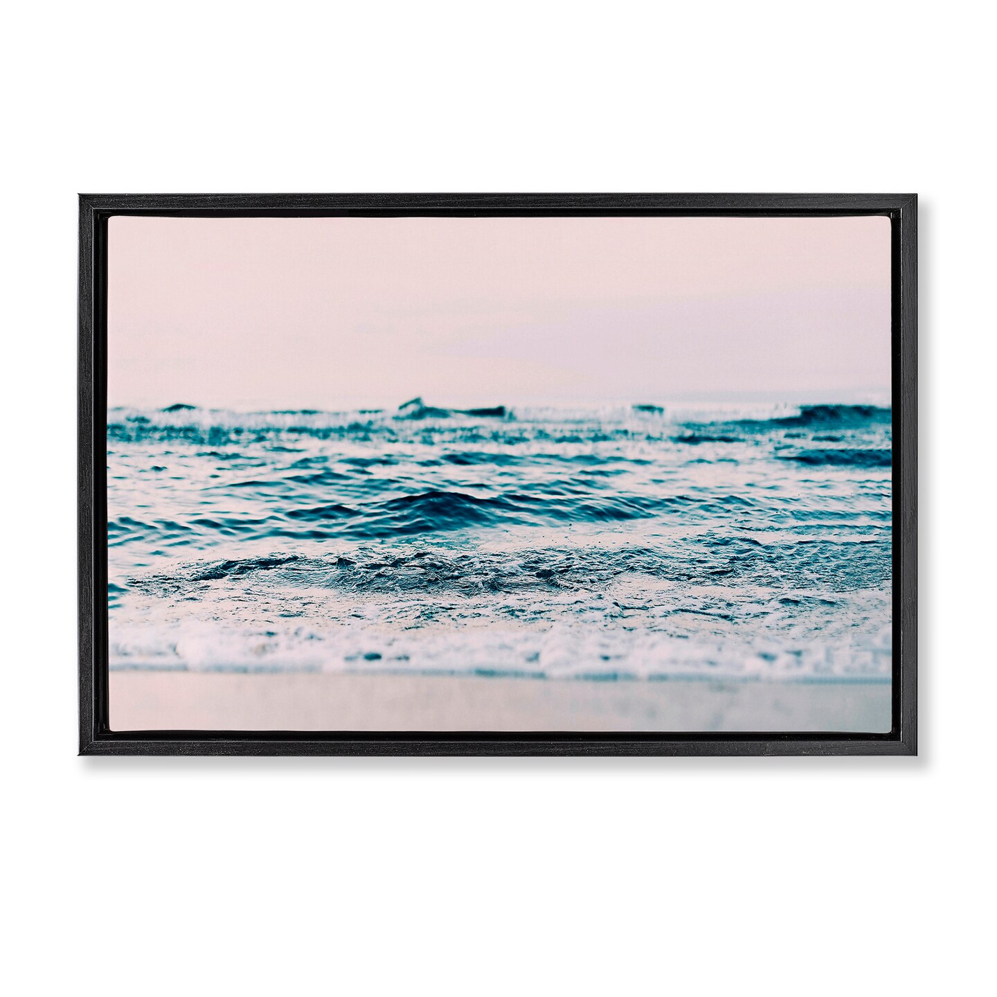 Stupell Industries Ocean Wave Blush Framed Floater Canvas Wall Art Design by Sisi and Seb