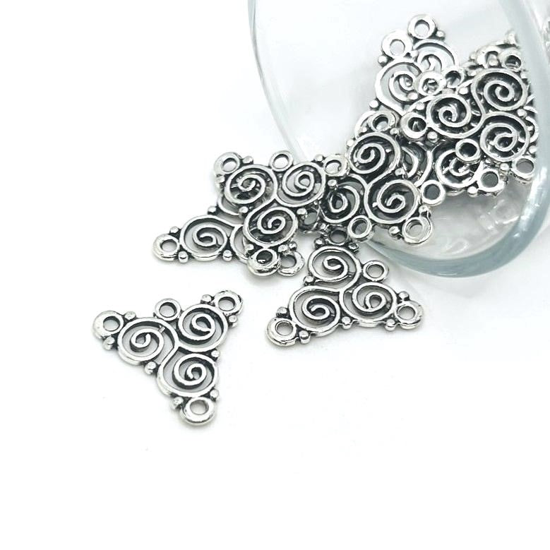 Xanadu Designs Antiqued Silver Triskelion Connector Charms - Celtic Jewelry (C0713)