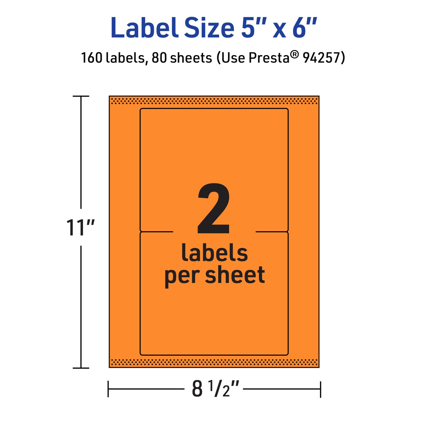 Avery Bright Orange Paper Labels, 5&#x22; x 6&#x22; Rectangle