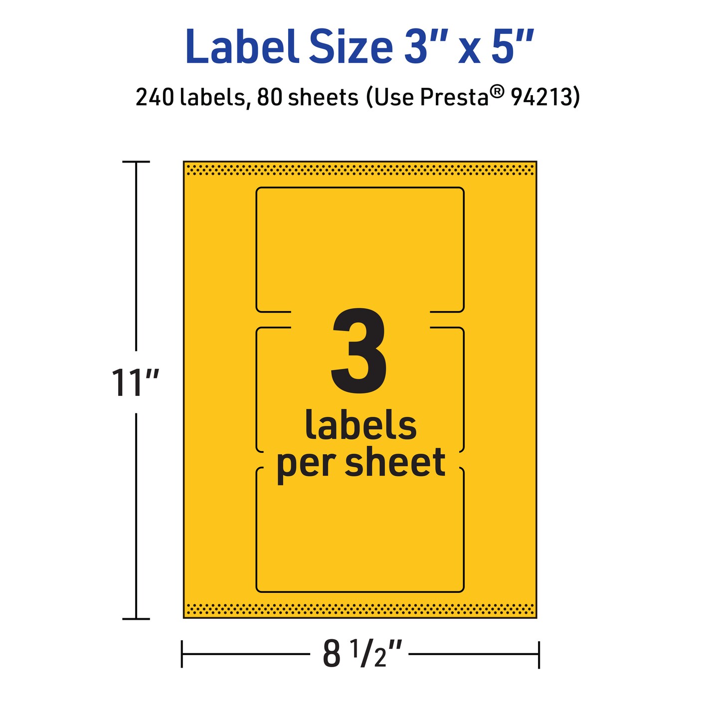 Avery Bright Yellow Paper Labels, 3&#x22; x 5&#x22; Rectangle