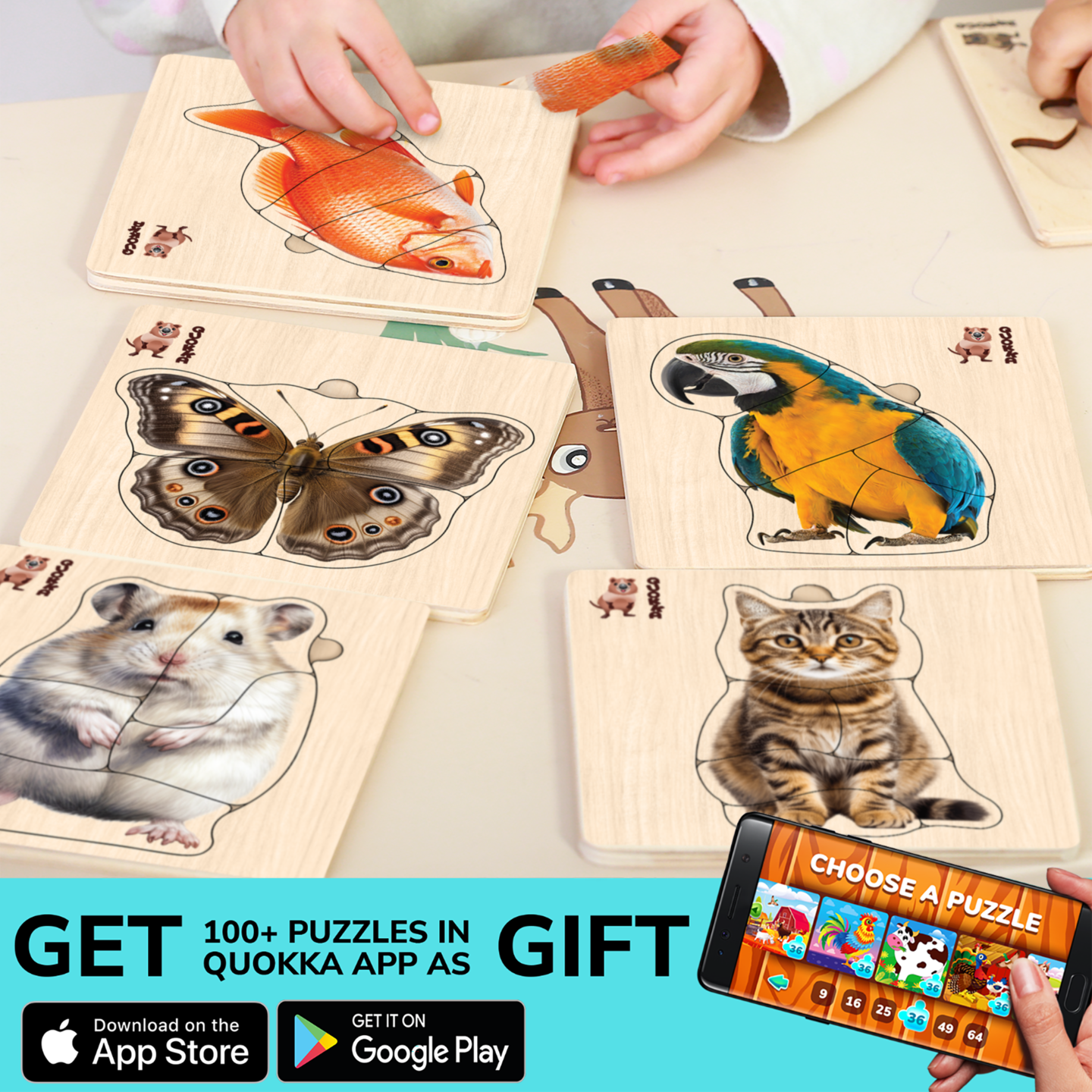6 Set Realistic Wooden Puzzles for Toddlers | Animals