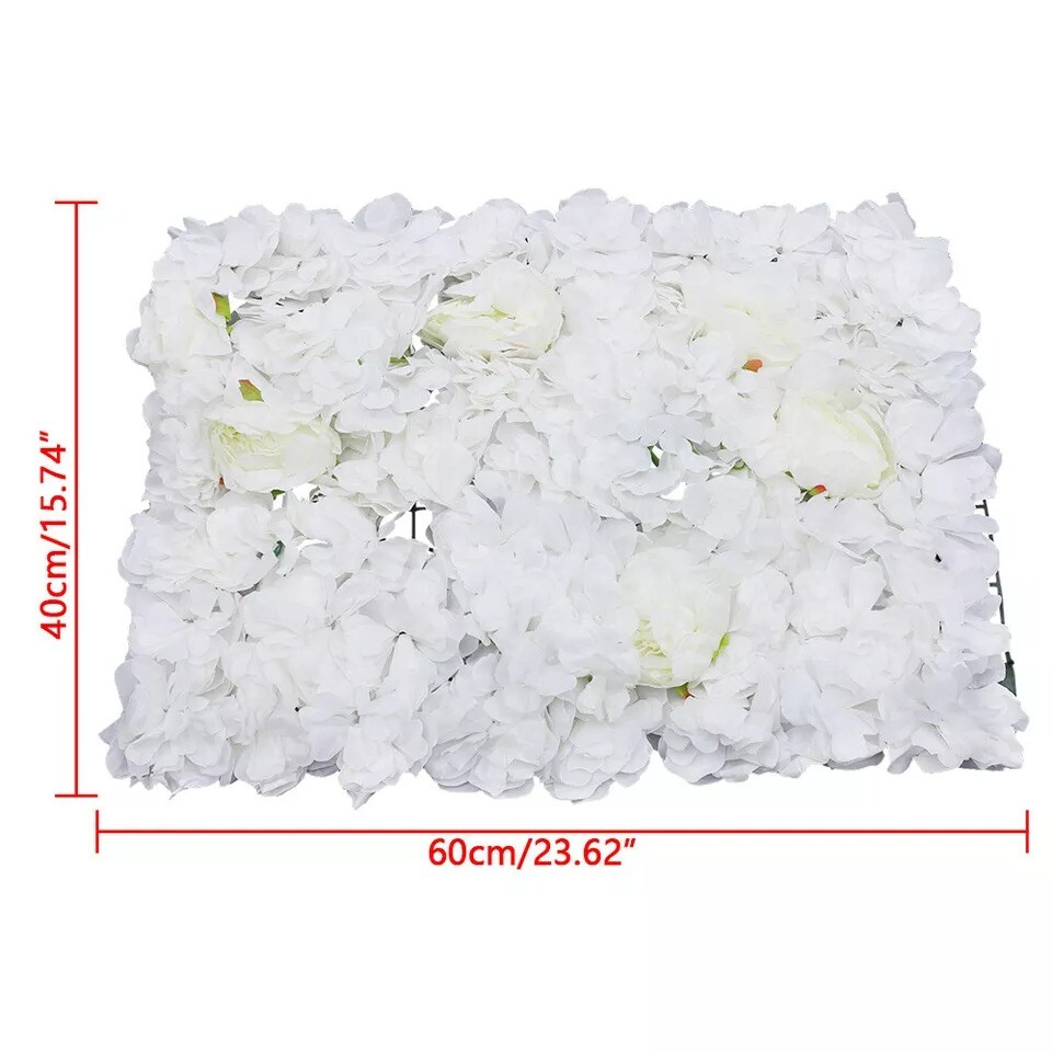 6Pcs Artificial Hydrangea Flower Wall Panels Wedding Party Decor White 60cm*40cm