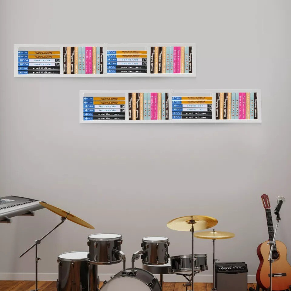 34 Inch Wall Mount Media Storage Rack, CD DVD Cube Organizer Metal Shelf