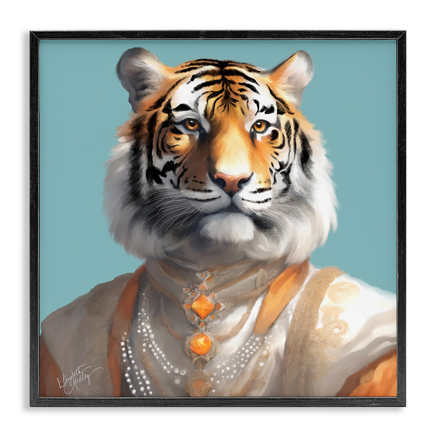 Stupell Industries Sir Prince Tiger Framed Giclee Wall Art Design by Elizabeth Medley