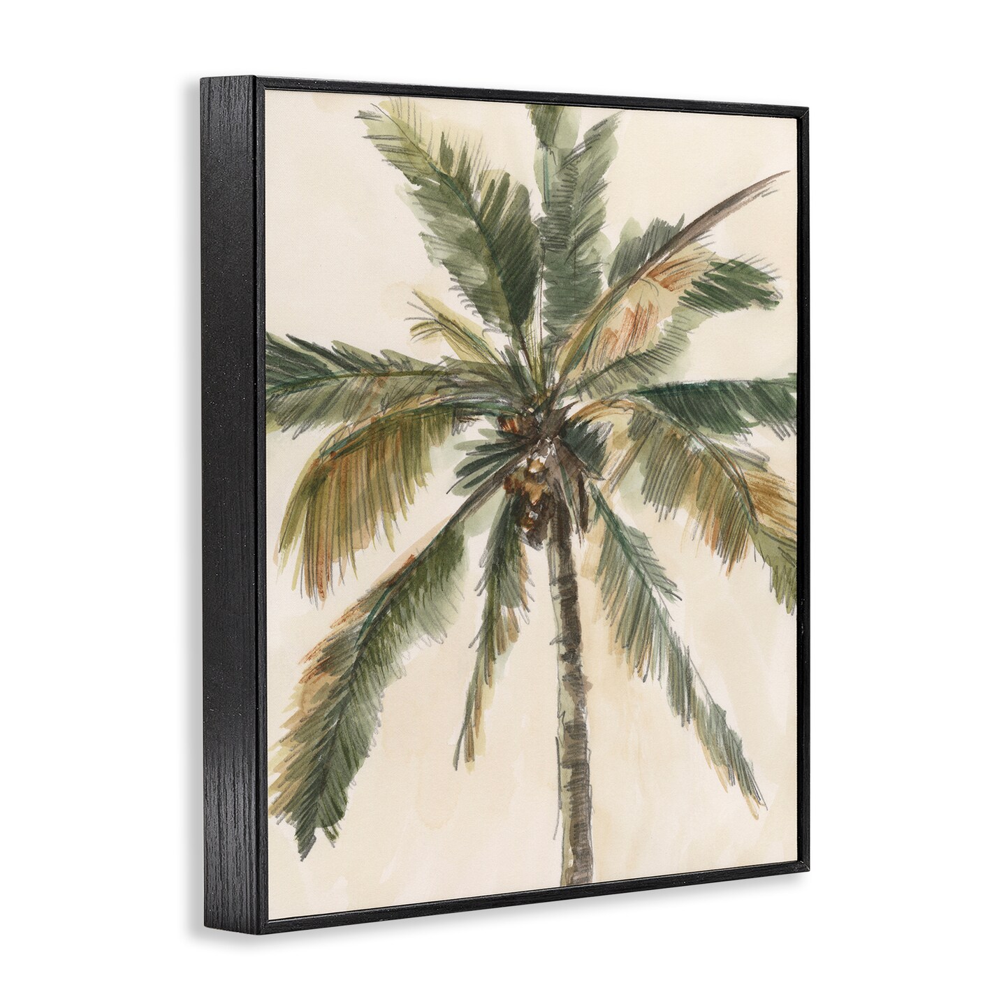 Stupell Industries Palm Tree on Beige Framed Giclee Wall Art Design by Ethan Harper