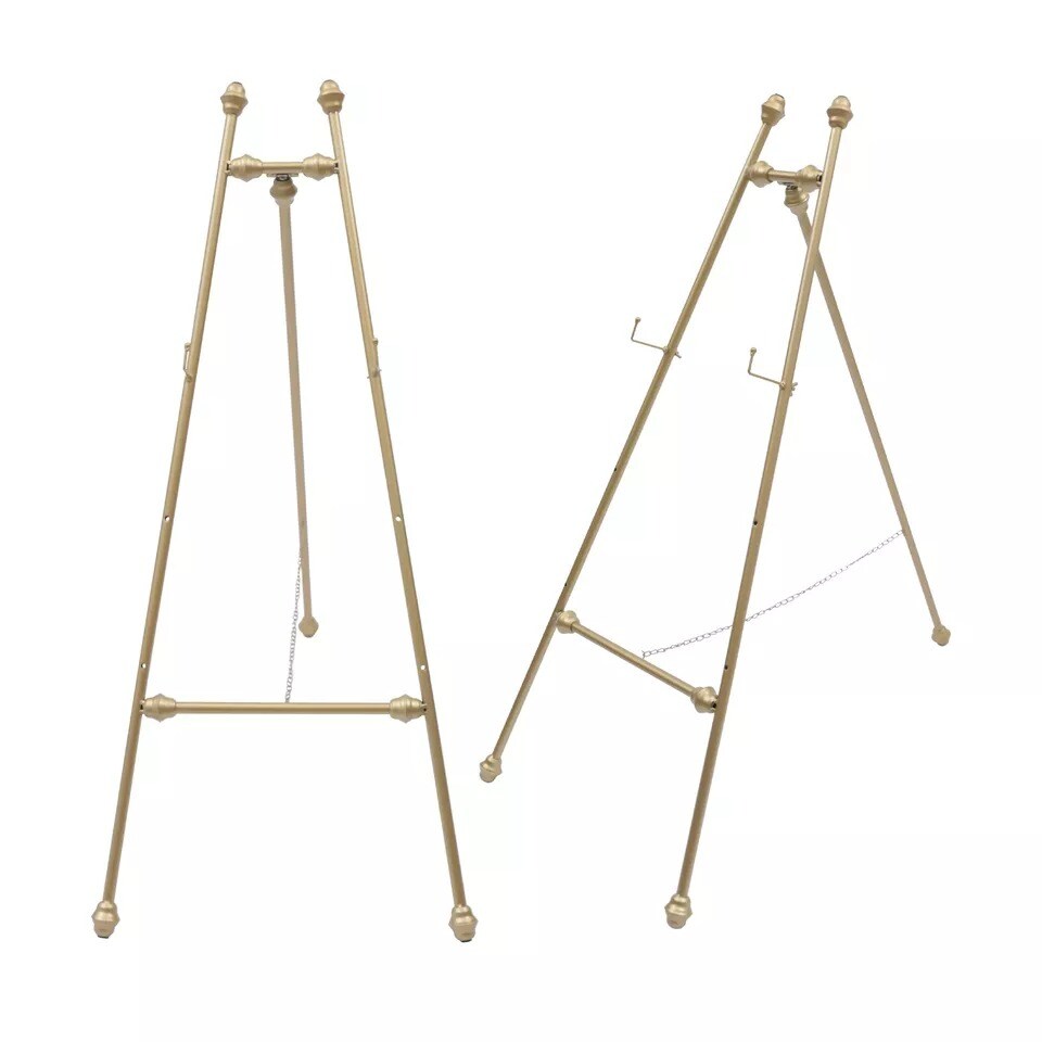 2PCS Easel Stands Floor Mount Golden Wedding Easel Stand For Wedding Party